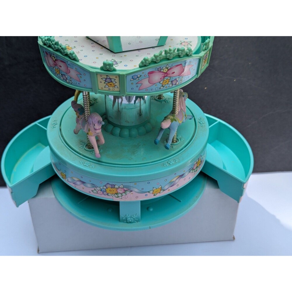 Vintage Music 'N Motion Carousel Music Box Horses Moose Mountain - Picture 9 of 10
